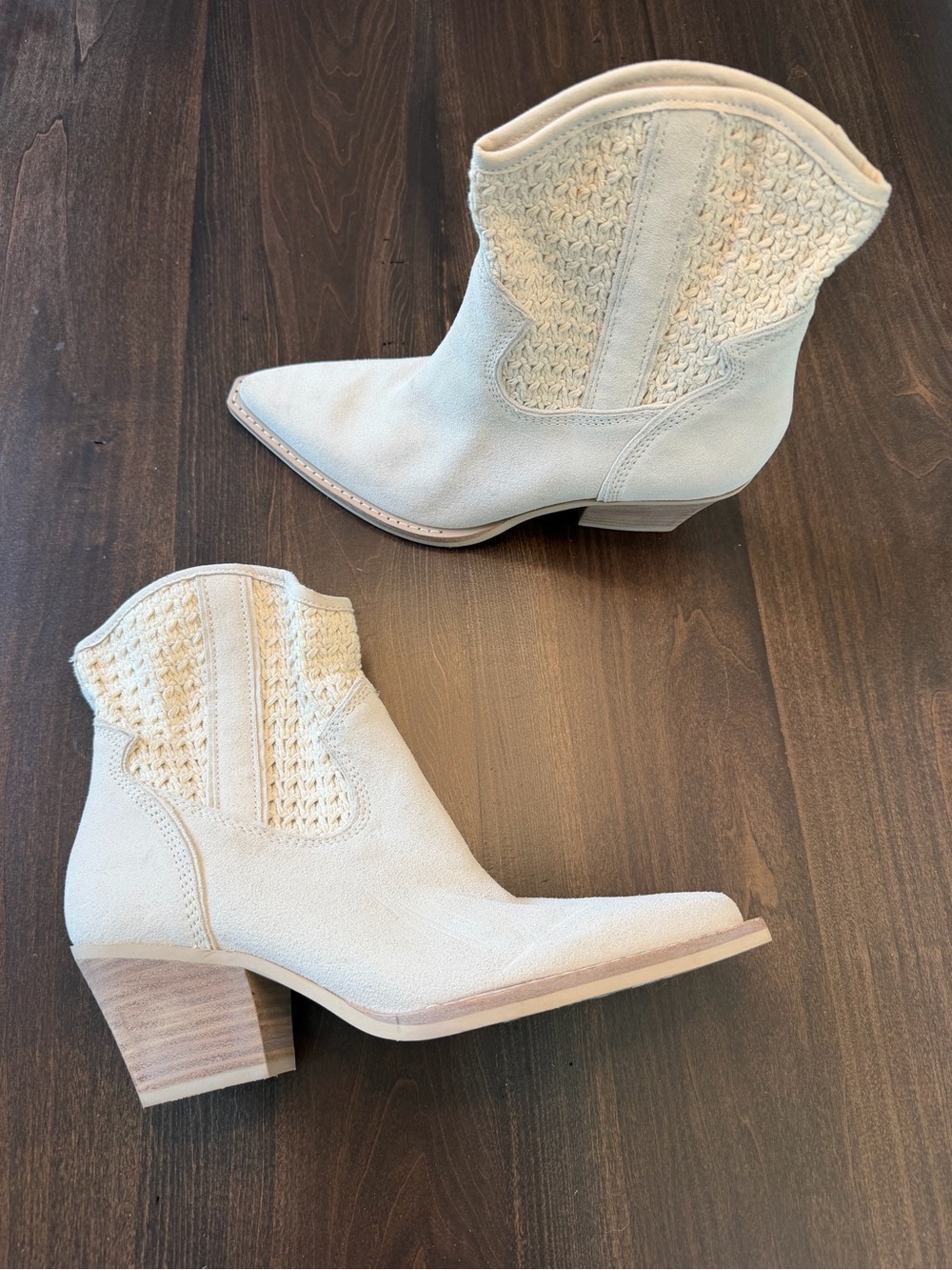 Dolce Vita Cream Woven Western Ankle Boots
